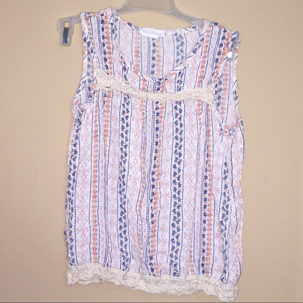 cream, blue, and baby pink tank top from tilly’s